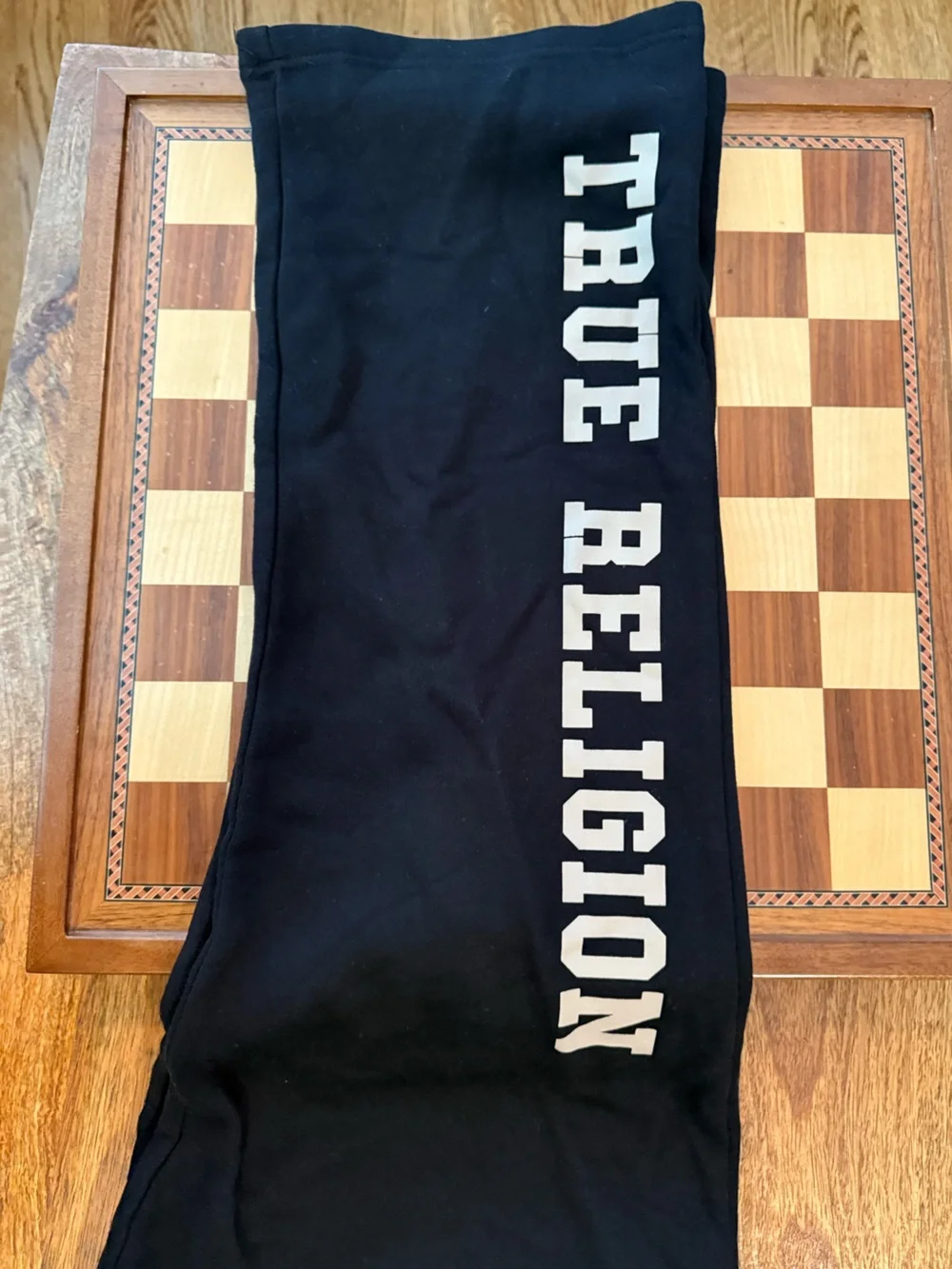 True Religion Men’s XL Black Sweatpants with White Logo